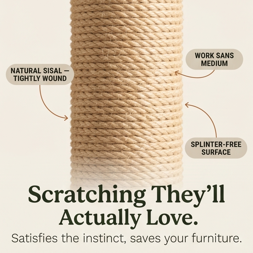 Purrch™ – 3-in-1 Sisal Scratching Post with Ball Track and Feather Wand