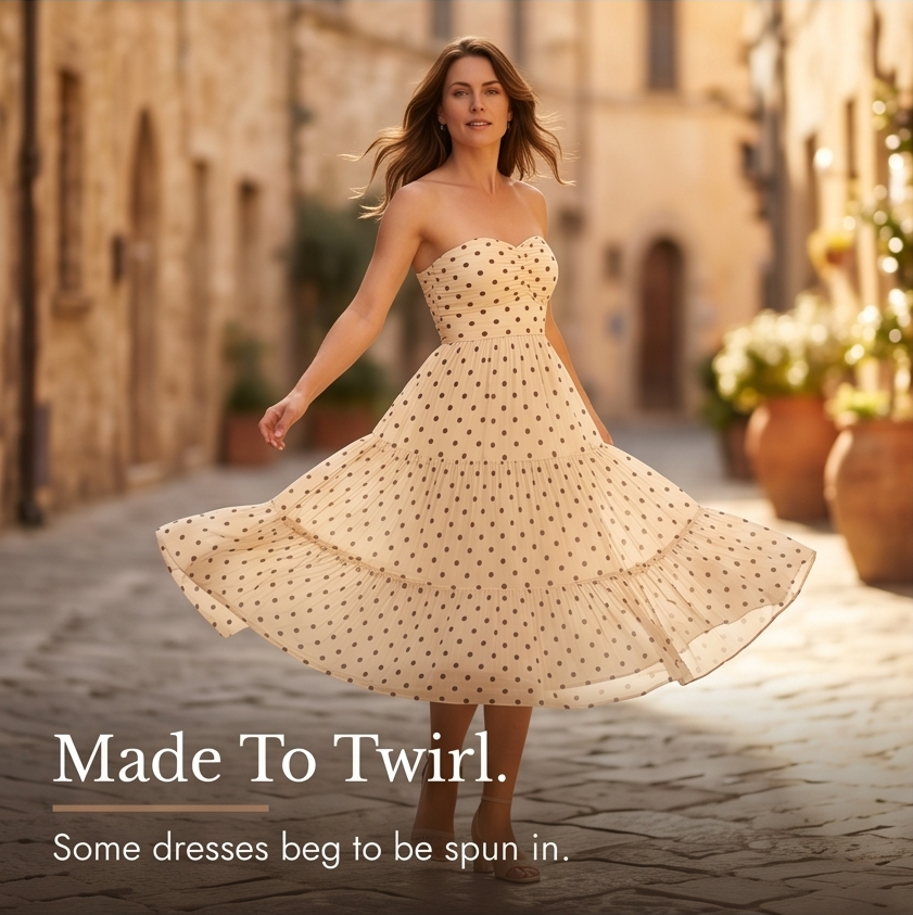 Soliana™ – Sheer Tiered Polka Dot Dress