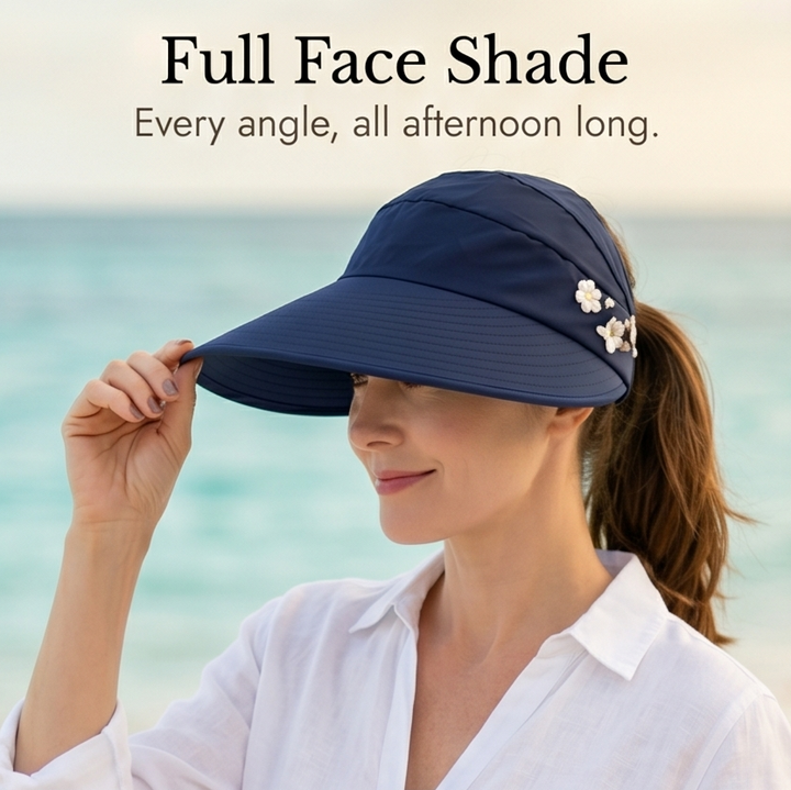 Solwen™ – Wide Brim Sun Visor with Ponytail Opening