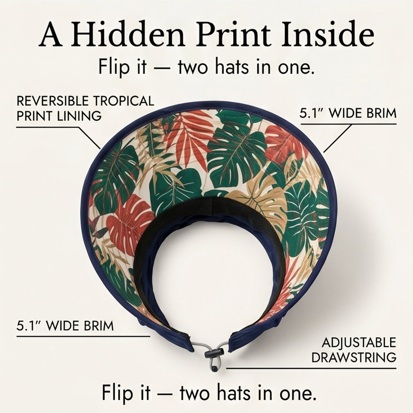 Solwen™ – Wide Brim Sun Visor with Ponytail Opening