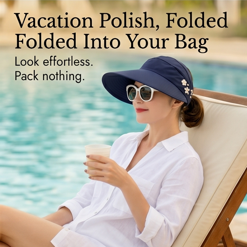 Solwen™ – Wide Brim Sun Visor with Ponytail Opening