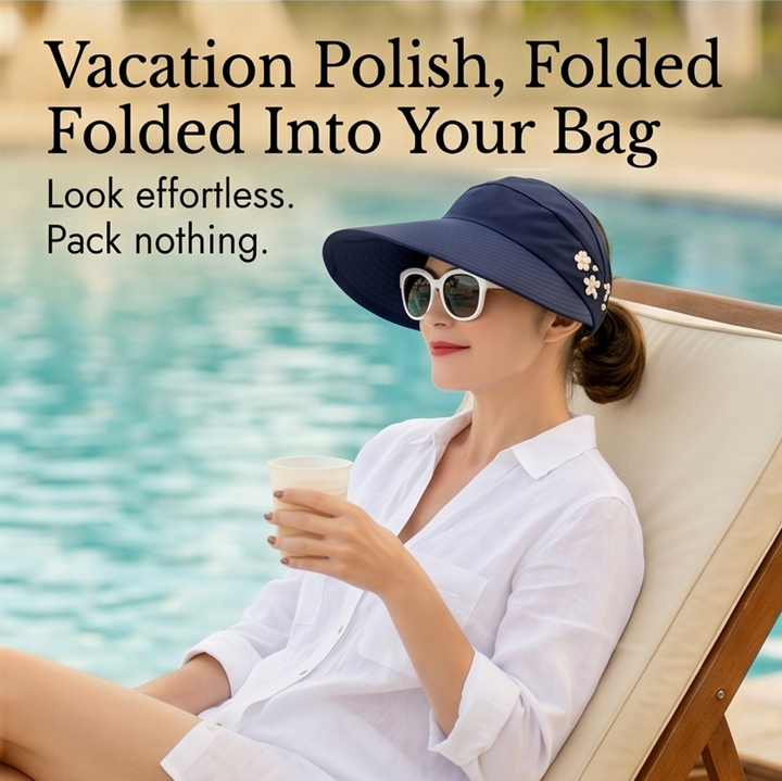 Solwen™ – Wide Brim Sun Visor with Ponytail Opening