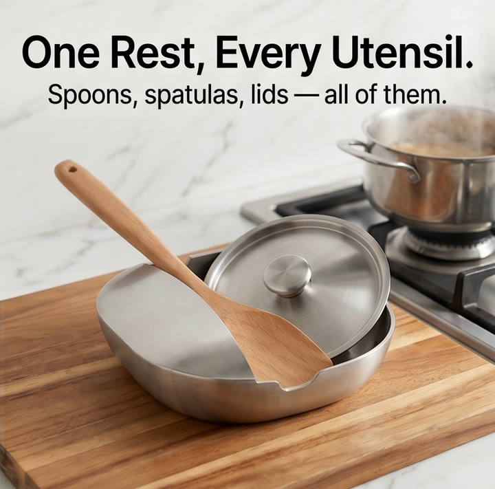 Spoonara™ Heavy Stainless Spoon Rest for Tidy Counters