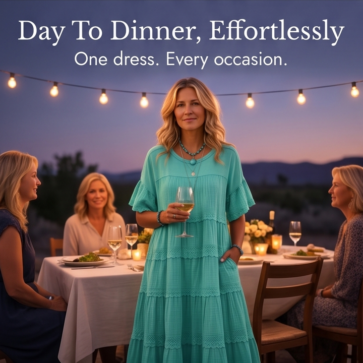 Sundara™ Tiered Lace Midi Dress with Hidden Pockets