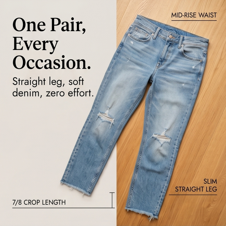 Wearbella™ – Frayed Hem 7/8 Jeans